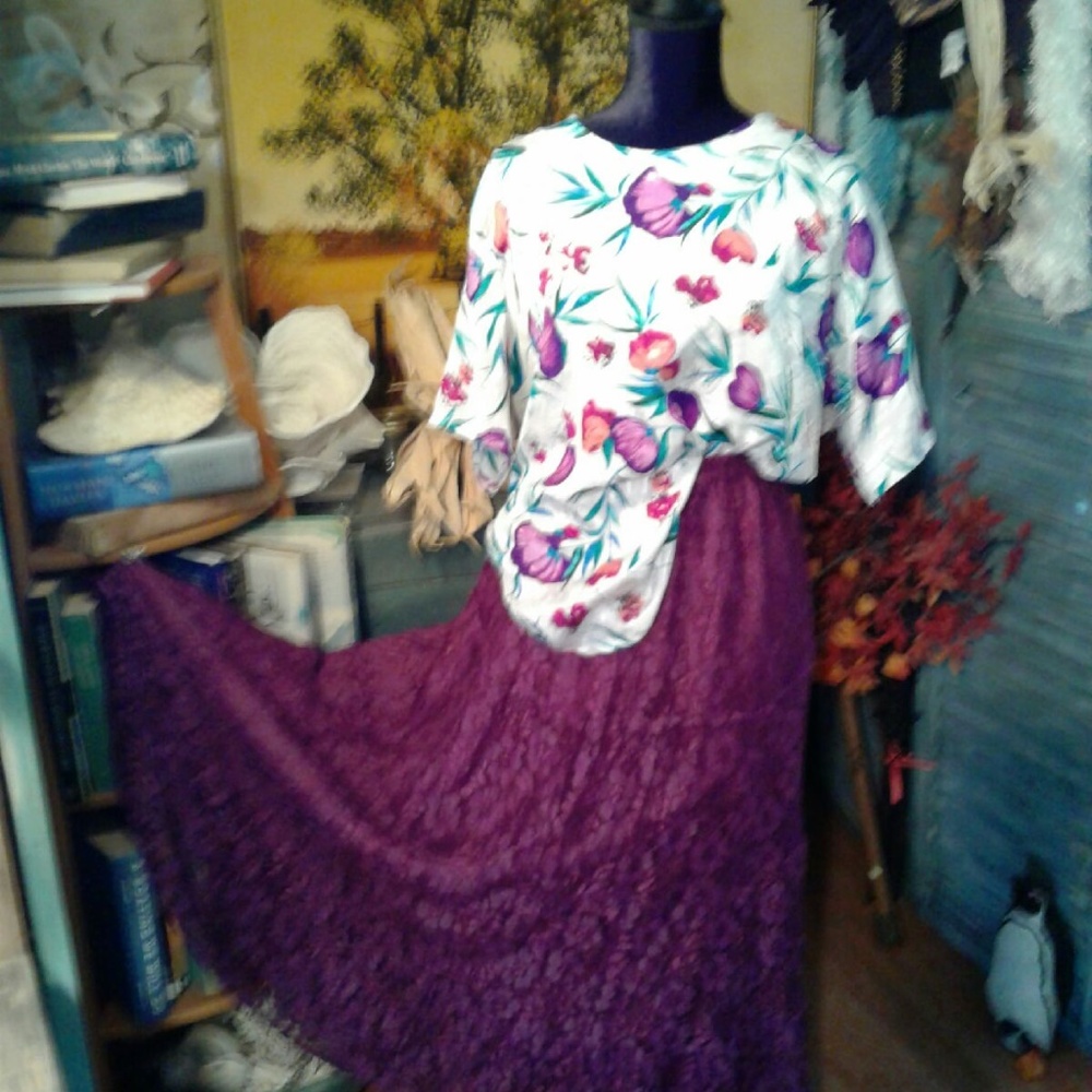 brugundy lace skater skirt and top